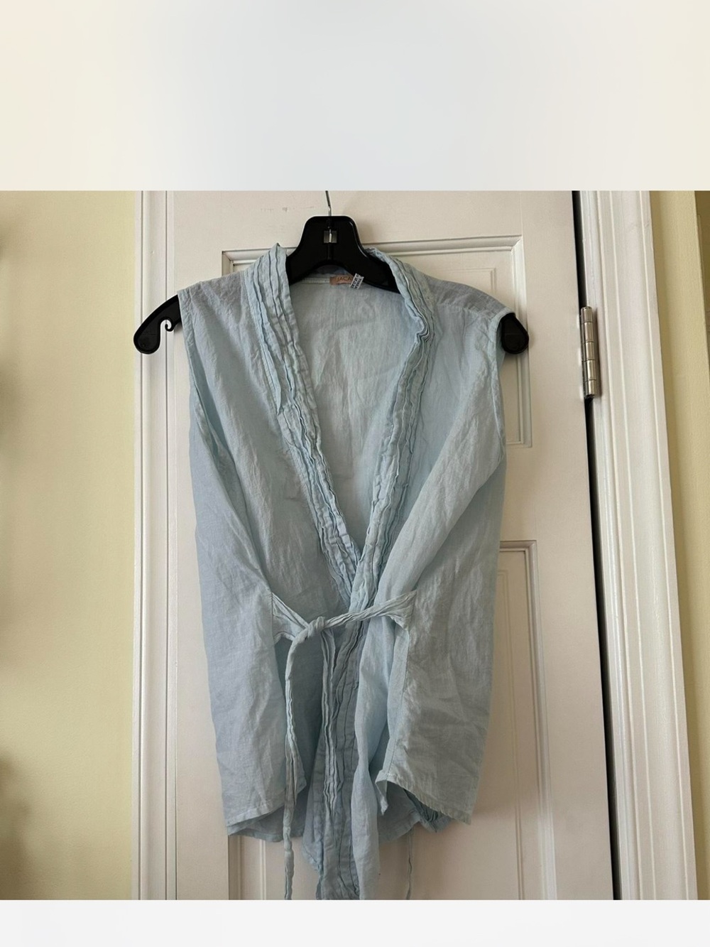 Light Blue Tie-Waist Sleeveless Top, 100 percent cotton